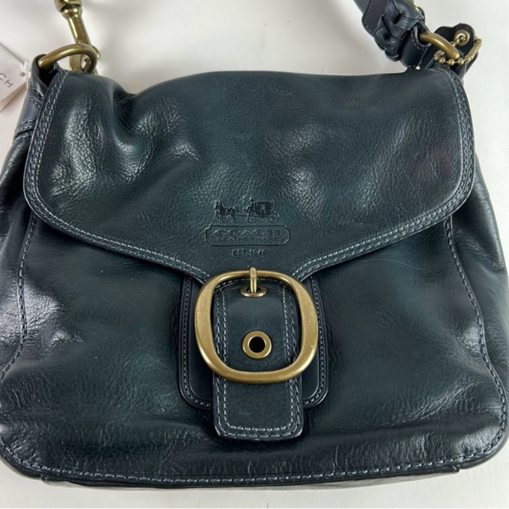 NWT Coach Nearly Vintage Ink Blue Tattersall Bleeker Shoulder bag.